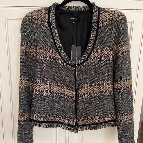 Patrizia Pepe Gray-Beige Jacquard Jacket